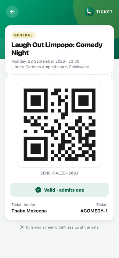 An event ticket as a QR code